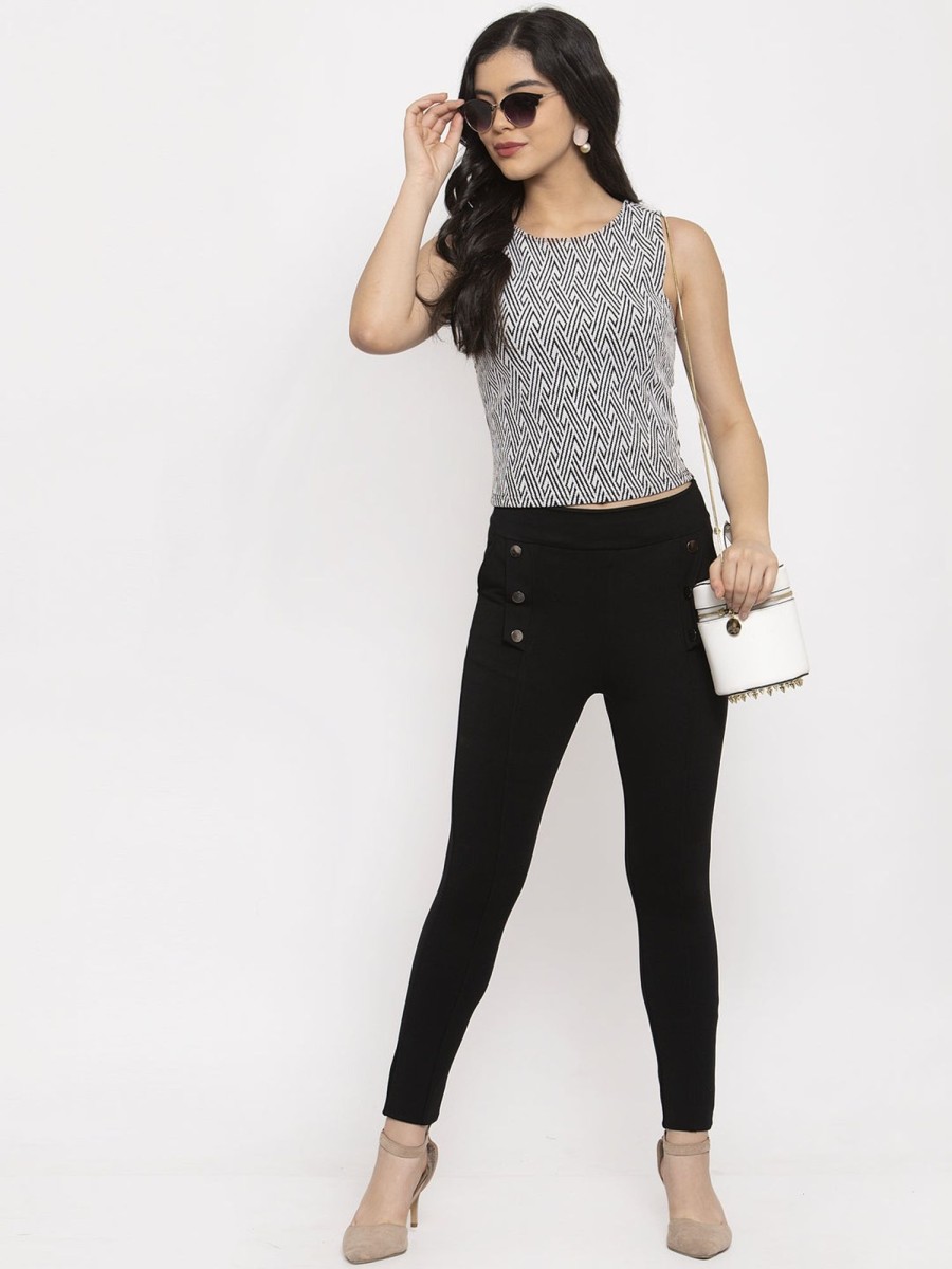 Women Wahe-NOOR | Women'S Black Regular Fit Jeggings - Wahe-Noor