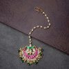 Jewellery Morkanth | Women'S Gold-Plated Pink U0026 Green Kundan-Studded Beaded Maang Tikka - Morkanth