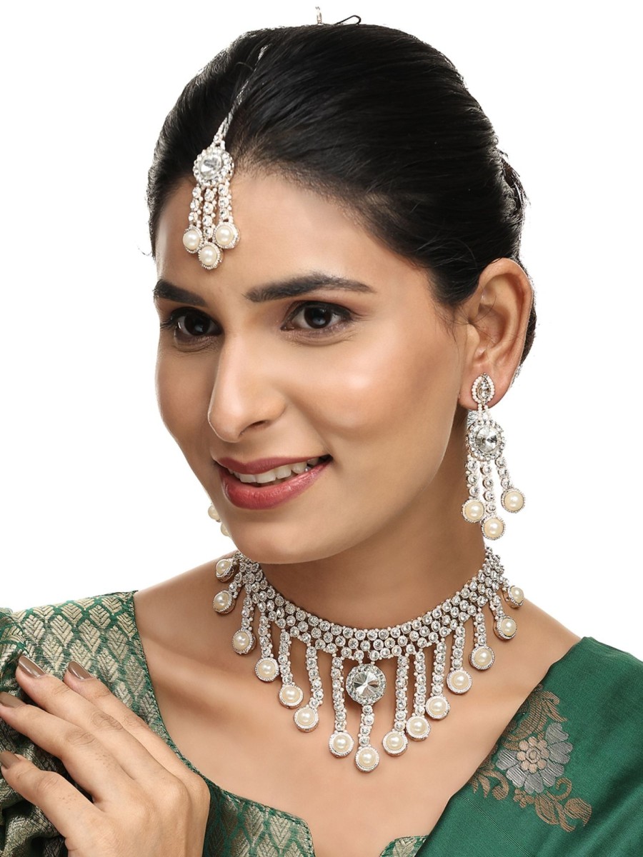 Jewellery Anikas Creation | Top Choice: Brass White Jewelry Set - Elegance In Every Detail - Anikas Creation Multicolor