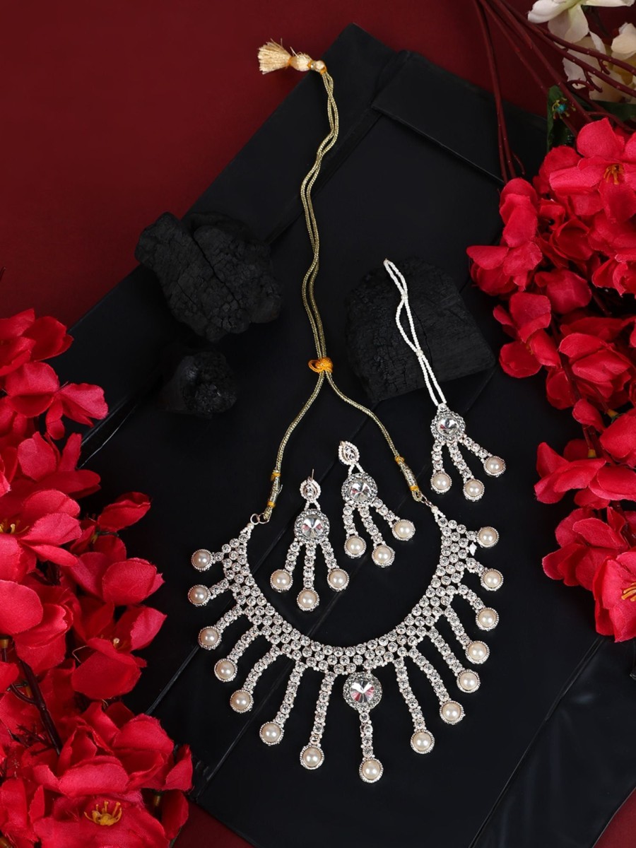 Jewellery Anikas Creation | Top Choice: Brass White Jewelry Set - Elegance In Every Detail - Anikas Creation Multicolor