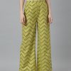 Women DECKEDUP | Women'S And Gold Chevron Print Palazzo - Deckedup Green