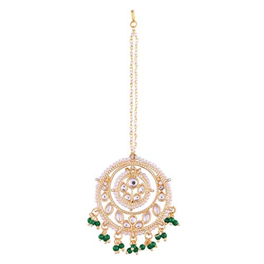 Jewellery I Jewels | Women'S Traditional Gold Plated Kundan U0026 Pearl Studded Maang Tikka - I Jewels