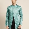 Men Sojanya | Men'S Silk Blend Only Sherwani Jacket - Sojanya Green