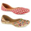 Others Desi Colour | Women'S Multicolour Combo Of 2 Pair Of Embroidered Indian Handcrafted Ethnic Comfort Footwear - Desi Colour