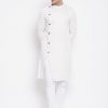 Men Even Apparels | Men'S Sherwani Kurta With Asymetrical Cut - Even Apparels White