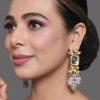 Jewellery Femizen | Women'S Pastel Blue U0026 Pink Beaded Handcrafted Kundan Earrings - Femizen