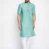 Men Even Apparels | Men'S Pure Cotton Striped Kurta - Even Apparels Green