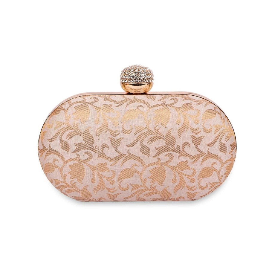 Others VASTANS | Women'S White Color Ethnique Brocade Clutch Bag - Vastans