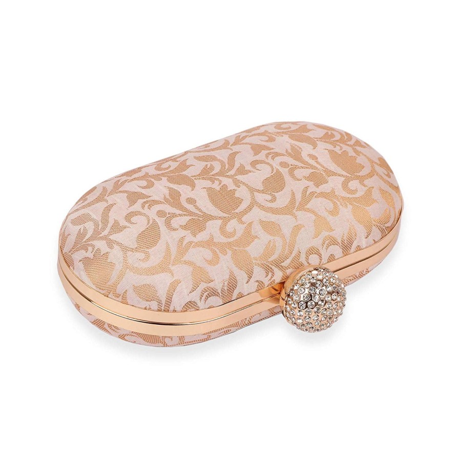 Others VASTANS | Women'S White Color Ethnique Brocade Clutch Bag - Vastans