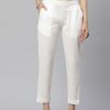 Women NOZ2TOZ | Women'S Off White Cotton Trouser - Noz2Toz