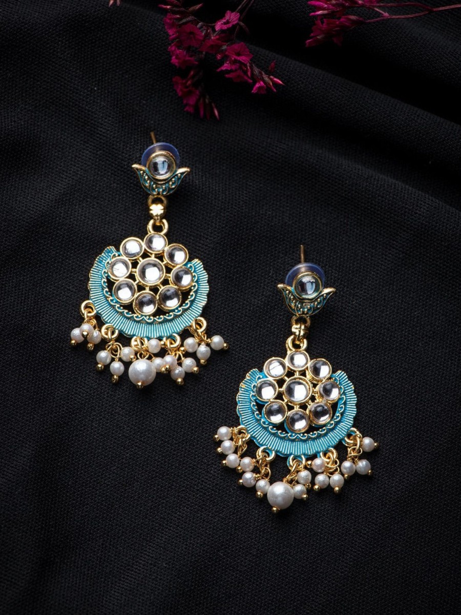 Jewellery Morkanth | Women'S Gold-Plated U0026 Blue Contemporary Drop Earrings - Morkanth