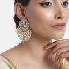 Jewellery I Jewels | Women'S 18K Gold Plated Traditional Handcrafted Meenakari Kundan U0026 Pearl Studded Earrings (E3007Gr) - I Jewels Grey