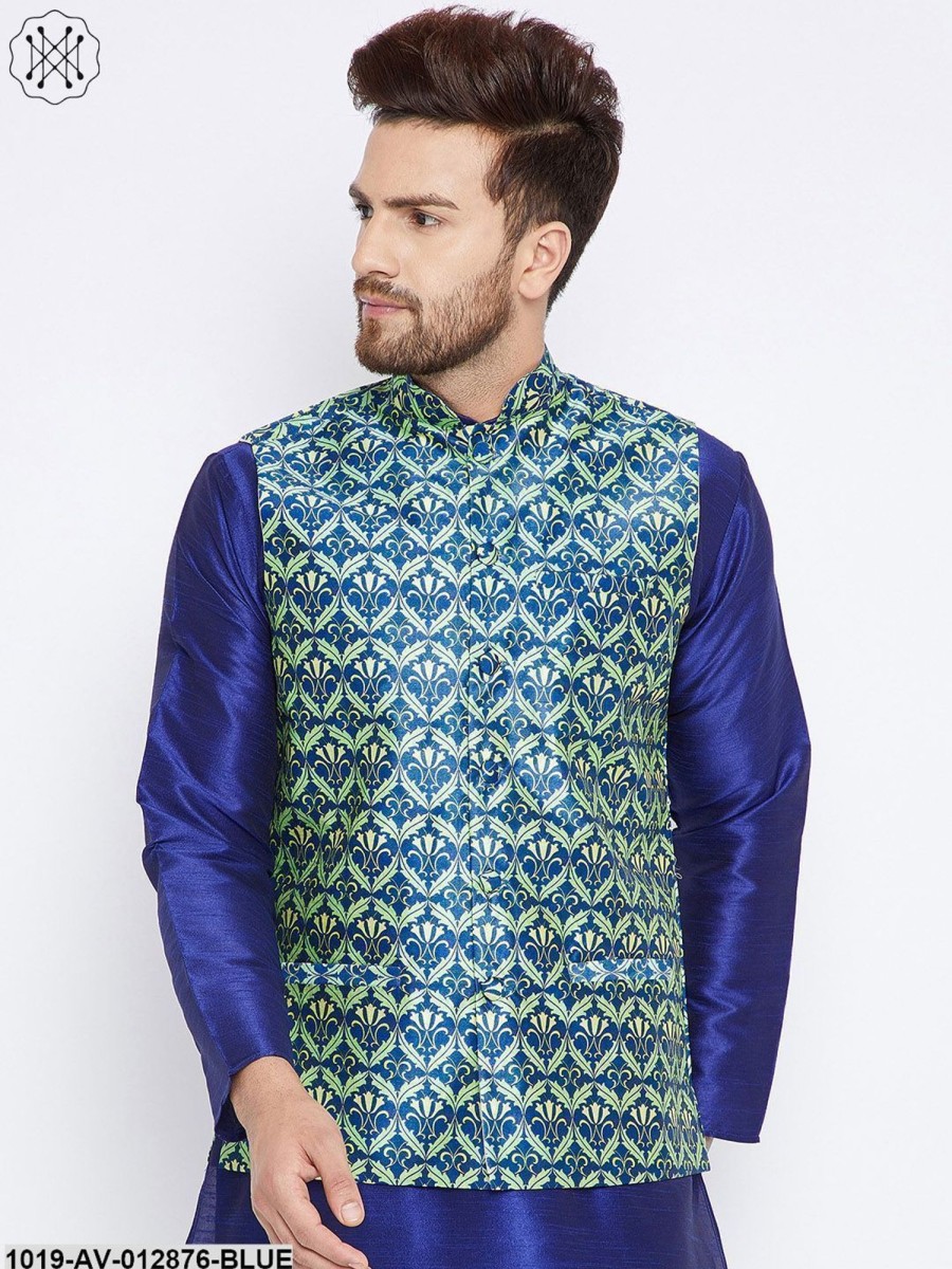 Men Sojanya | Men'S Navy Blue Nehru Jacket - Sojanya