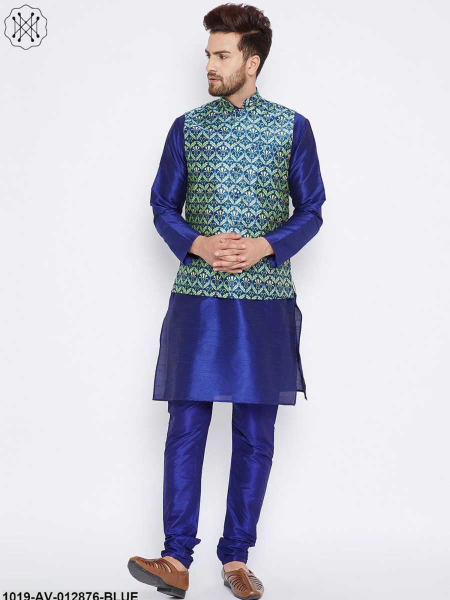 Men Sojanya | Men'S Navy Blue Nehru Jacket - Sojanya