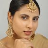 Jewellery Femizen | Women'S Kundan Earrings U0026 Maang Tikka Set - Femizen Golden