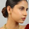 Jewellery Femizen | Women'S Kundan Ivory Beaded Necklace With Earrings - Femizen Golden