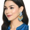 Jewellery Kamal Johar | Johar Kamal Women Gold-Plated Kundan Studded, Meenakari Earrings In Floral Pattern Jker_149