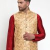 Men Virat Fashions | Men'S Gold Embroidered Nehru Jacket ( Jowc 4013Golden ) - Virat Fashions