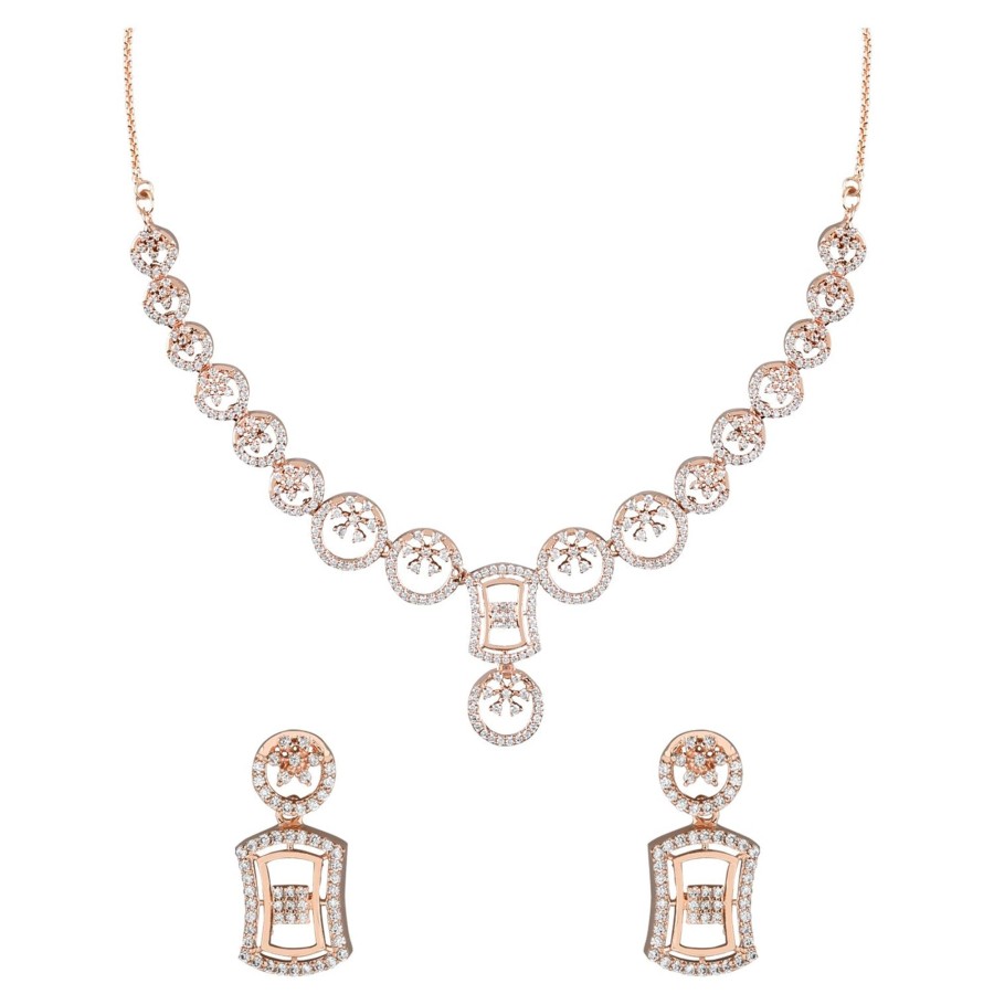 Jewellery I Jewels | Women'S Zinc Alloy Rose Jewellery Set - I Jewels Gold