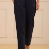 Women Juniper | Women'S Navy Cotton Twill Solid Straight Pant/Slim Pant - Juniper Blue