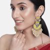 Jewellery I Jewels | Women'S 18K Gold Plated Traditional Handcrafted Meenakari Chandelier Earrings Glided With Pearl (E3008Y) - I Jewels Yellow