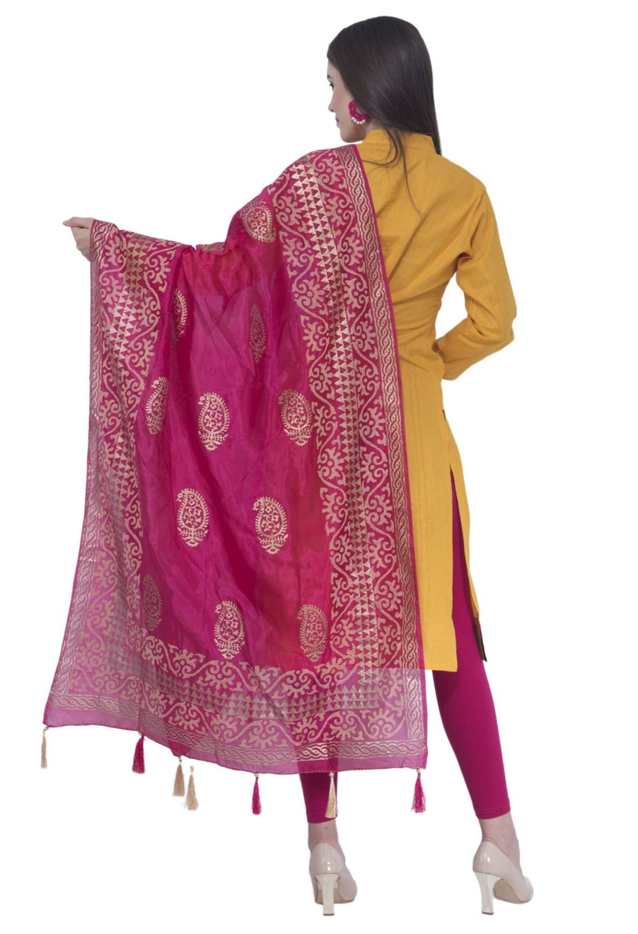 Women AR Silks | A R Silk Color Silk Pahadi Print Dupattas And Chunnis Rani