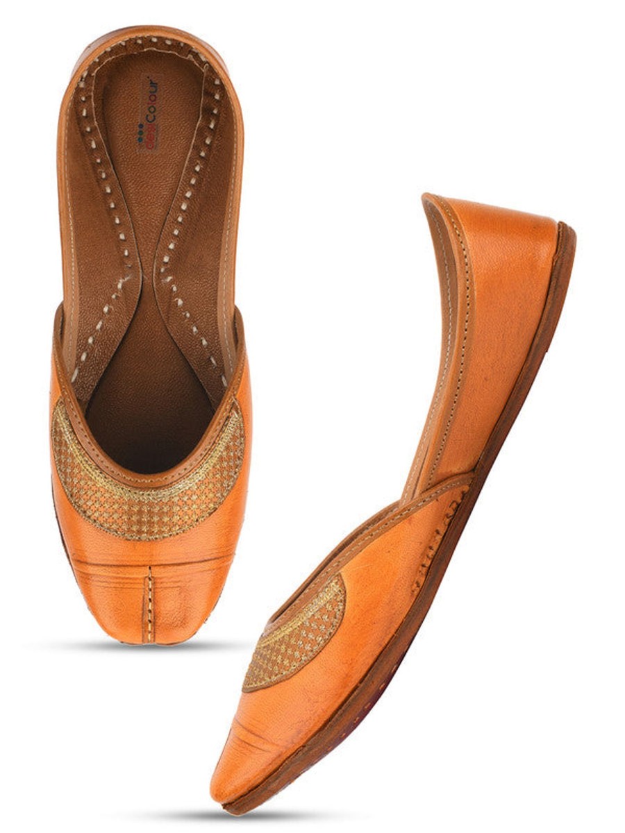 Others Desi Colour | Women'S Tan Classics Indian Ethnic Leather Footwear - Desi Colour