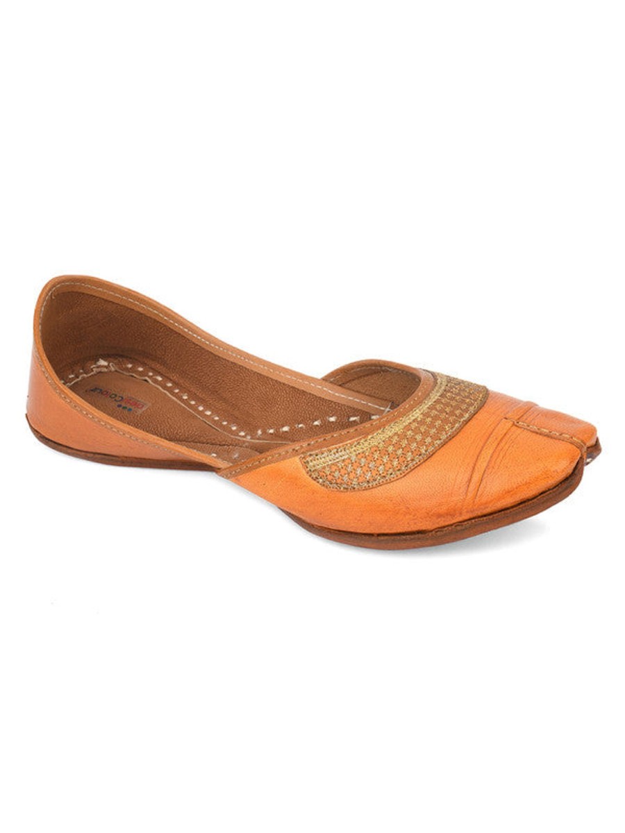 Others Desi Colour | Women'S Tan Classics Indian Ethnic Leather Footwear - Desi Colour