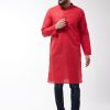 Men Sojanya | Men'S Cotton Blend Red Woven Design Only Long Kurta - Sojanya