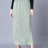 Women Myshka | Women'S Chiffon Solid Women Skirt - Myshka Green