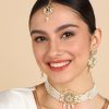 Jewellery Zaffre Collections | Women'S/Girl'S Choker Set With Maang Tikka And Meena - Zaffre Collections White