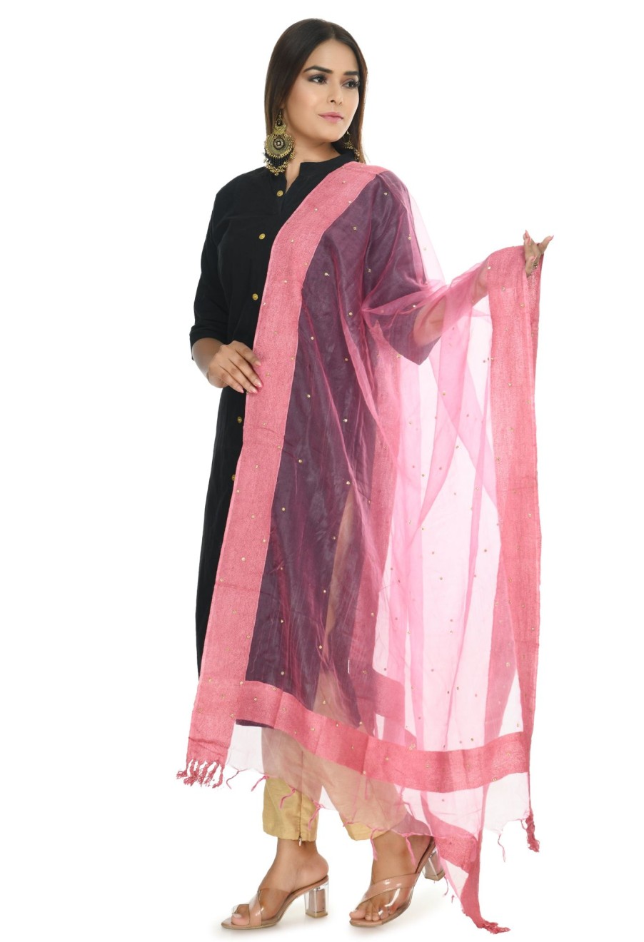 Women Moeza | Women'S Pink Color Stone Work Dupatta - Moeza