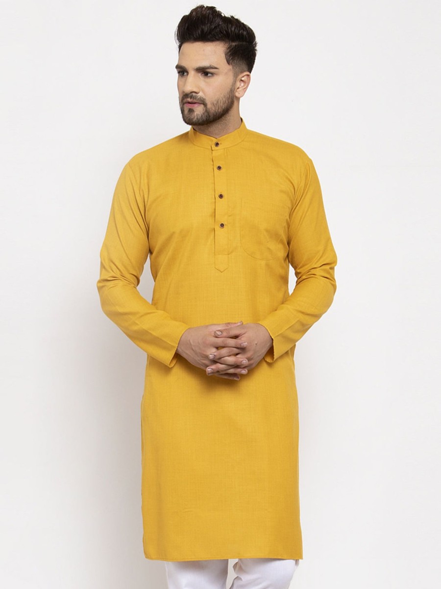 Men Virat Fashions | Men'S Yellow U0026 White Solid Kurta Only ( Ko 532 Yellow ) - Virat Fashions