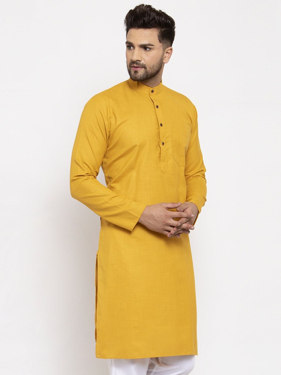 Men Virat Fashions | Men'S Yellow U0026 White Solid Kurta Only ( Ko 532 Yellow ) - Virat Fashions