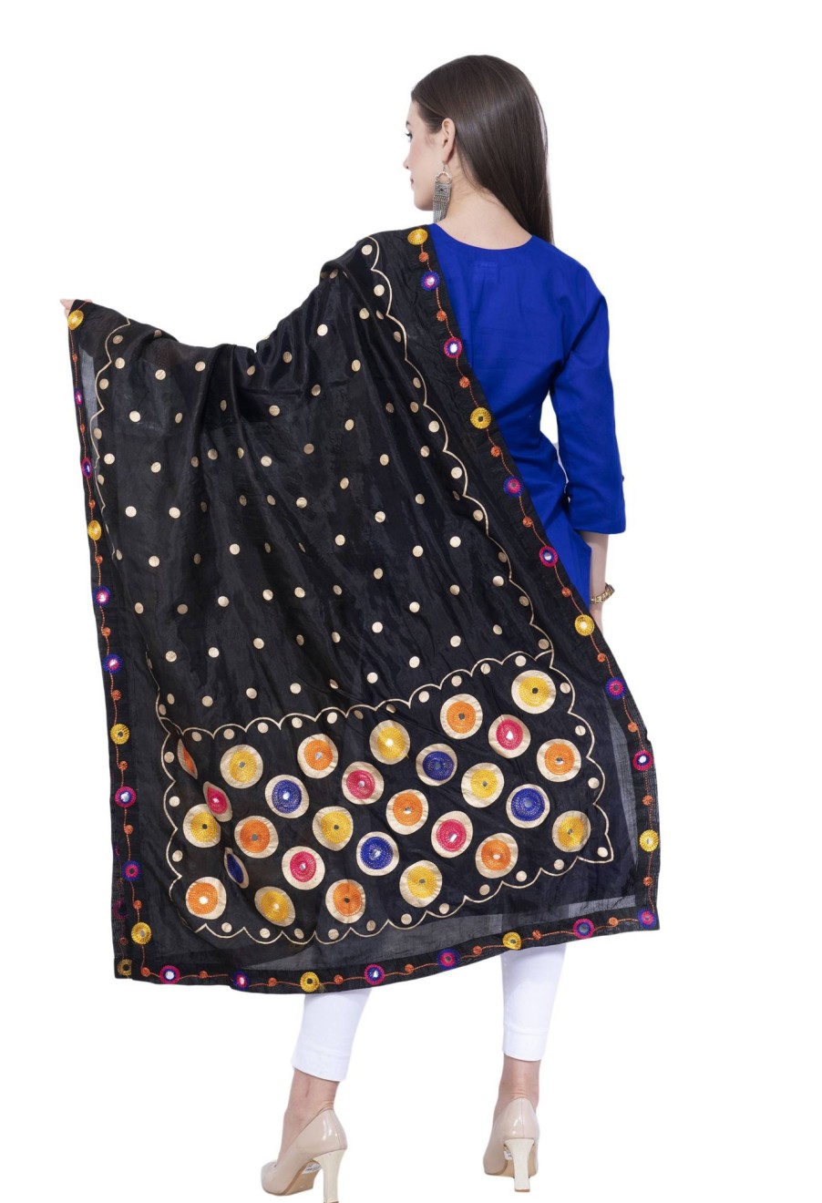 Women AR Silks | A R Silk Golden Color Fancy Silk Dupattas And Chunnis Black