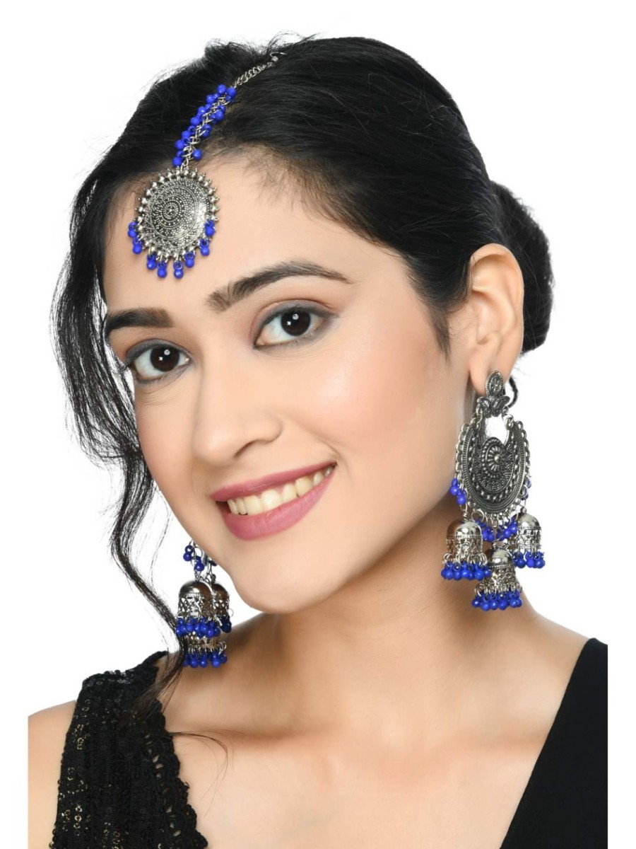 Jewellery Kamal Johar | Johar Kamal Treditional Jhumkas With Maang Tikka Earrings Jker_073