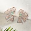 Jewellery Priyaasi | Women'S Mint Green American Diamond Cubic Zirconia Rose Gold Plated Stud Earring - Priyaasi