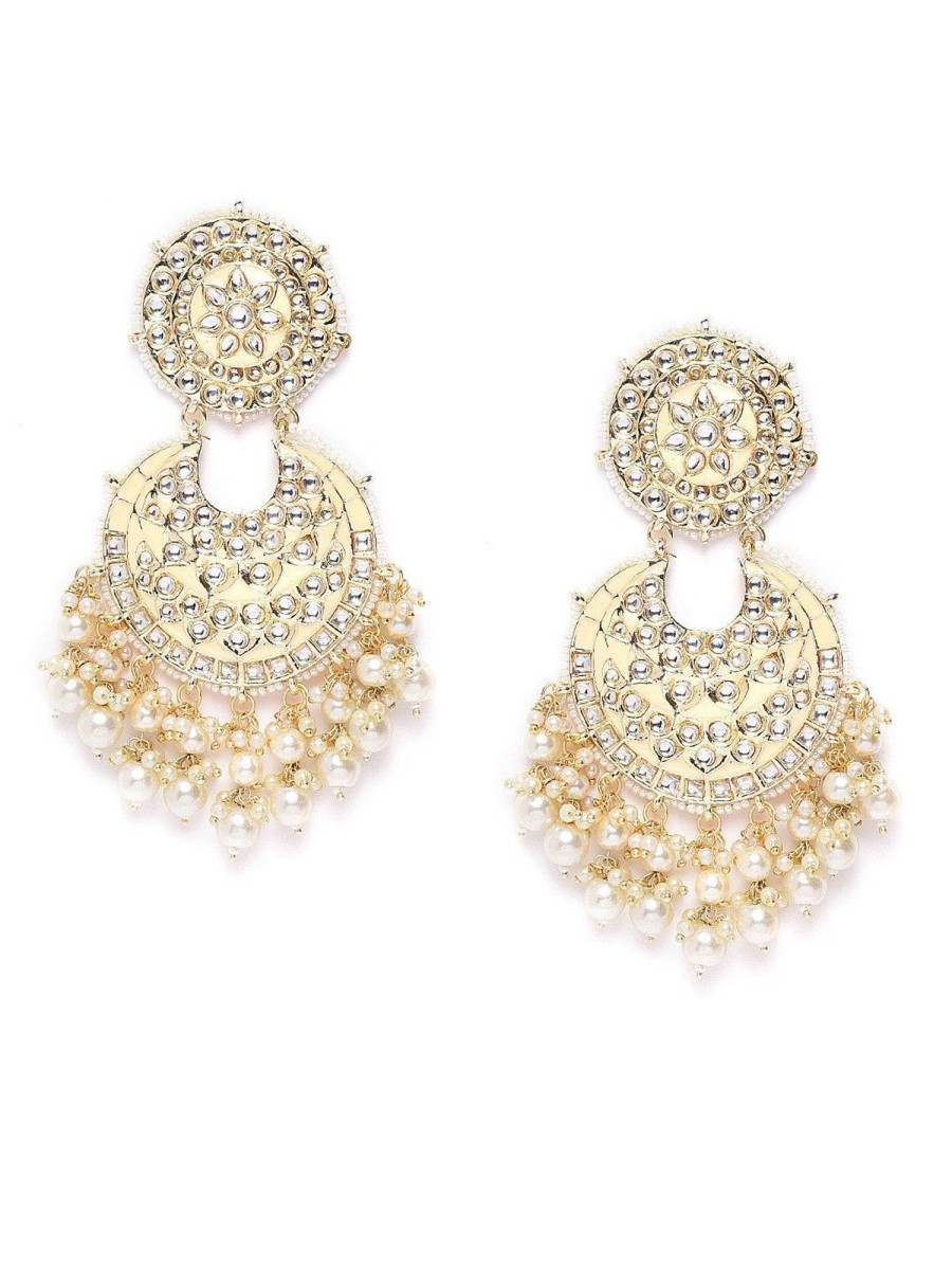 Jewellery Priyaasi | Women'S Kundan Studded And Beaded Peach Colored Earrings - Priyaasi