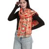 Women MESMORA FASHION | Women'S Beige Woollen Embroidered Khadi Muffler With African Motifs - Mesmora Fashion