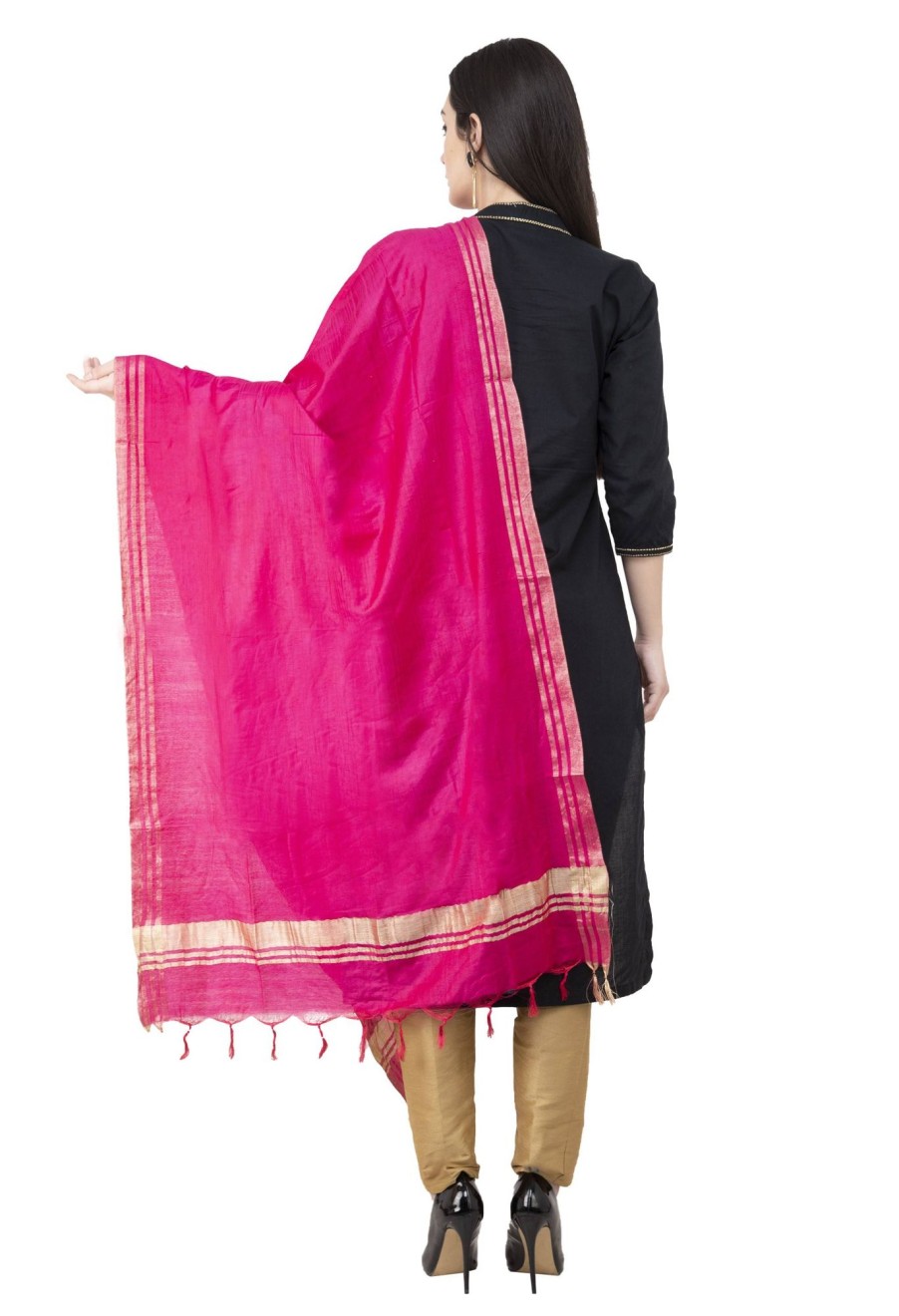 Women AR Silks | A R Silk Golden Color Fancy Silk Dupattas And Chunnis Dark Pink