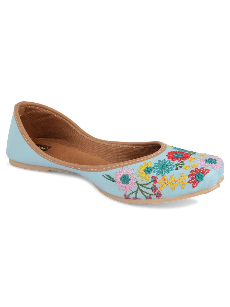 Others Desi Colour | Women'S Sky Florals Indian Ethnic Comfort Footwear - Desi Colour Blue