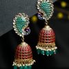 Jewellery Priyaasi | Women'S Traditional Ruby U0026 Emerald Peacock Oversized Jhumkas- Priyaasi