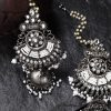 Jewellery Priyaasi | Women Oxidised Silver Kundan Studded Jhumkas By Priyaasi (1 Pc Set)