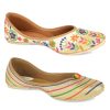 Others Desi Colour | Women'S Multicolour Combo Of 2 Pair Of Embroidered Indian Handcrafted Ethnic Comfort Footwear - Desi Colour