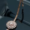 Jewellery Priyaasi | Women'S Rose Gold American Diamond Floral Maang Tikka - Priyaasi