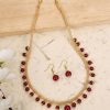 Jewellery Anikas Creation | Elegant Pearl And Ad Stone Sleek Maroon Jewellery Set - Anikas Creation Multicolor