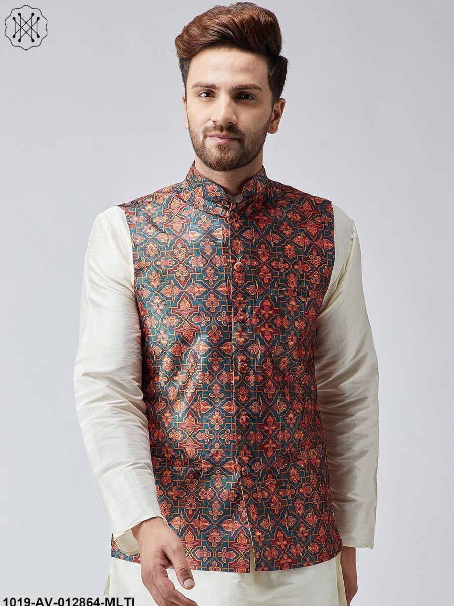 Men Sojanya | Men'S Multi Printed Nehru Jacket - Sojanya