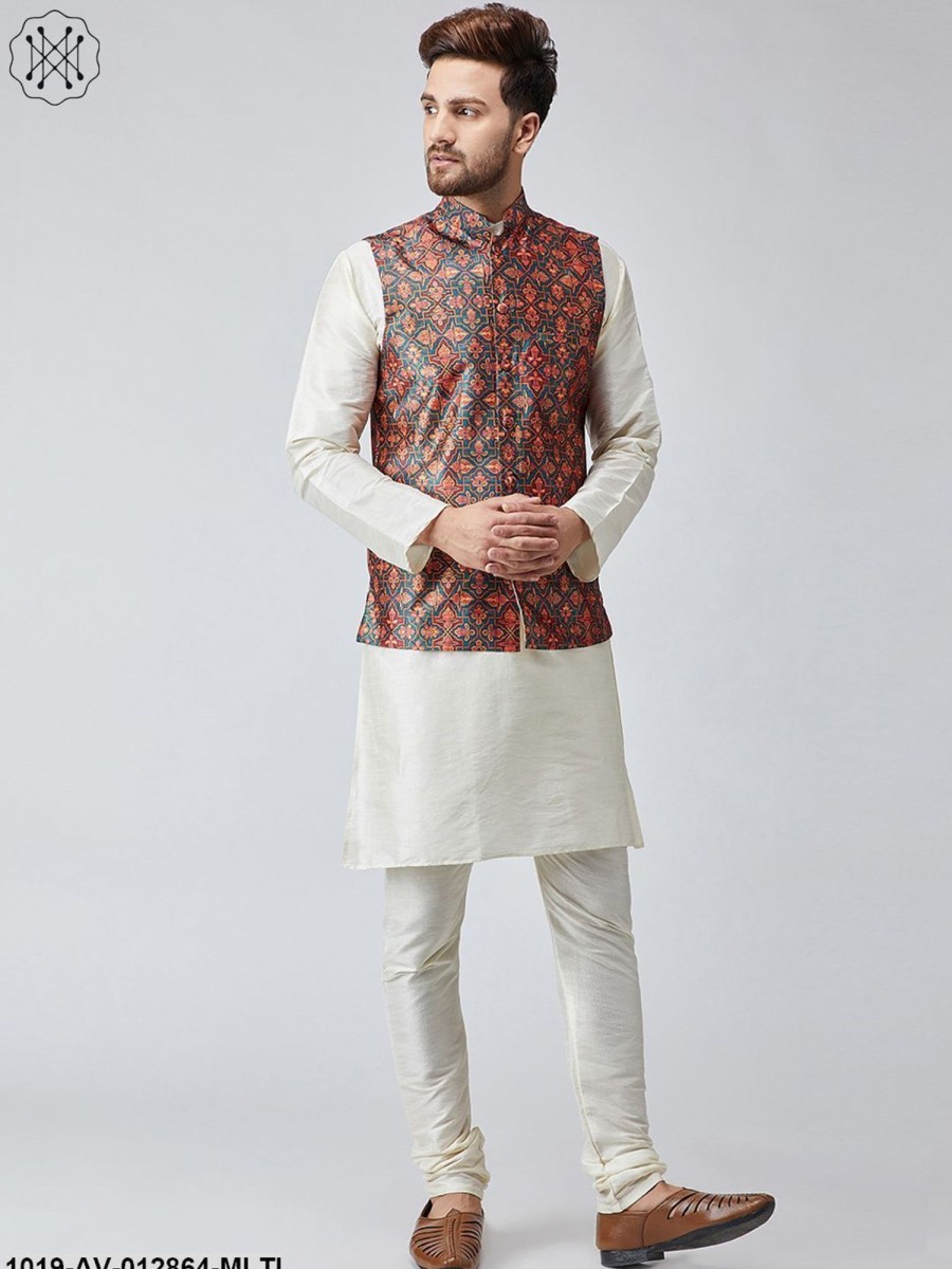 Men Sojanya | Men'S Multi Printed Nehru Jacket - Sojanya