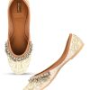 Others Desi Colour | Women'S Offwhite Embellished Indian Ethnic Comfort Footwear - Desi Colour Off White