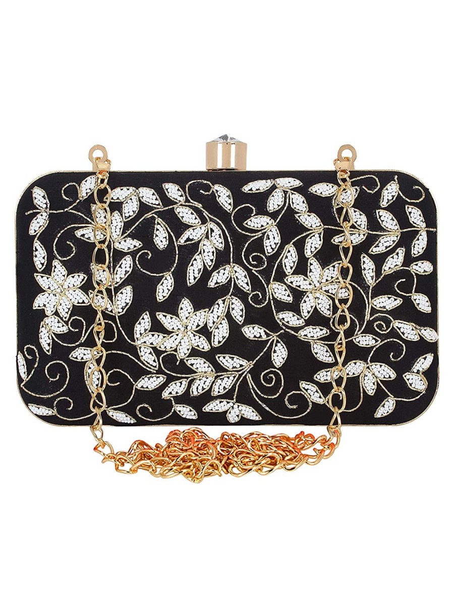 Others VASTANS | Women'S Black Color Adorn Embroidered U0026 Embelished Party Clutch - Vastans